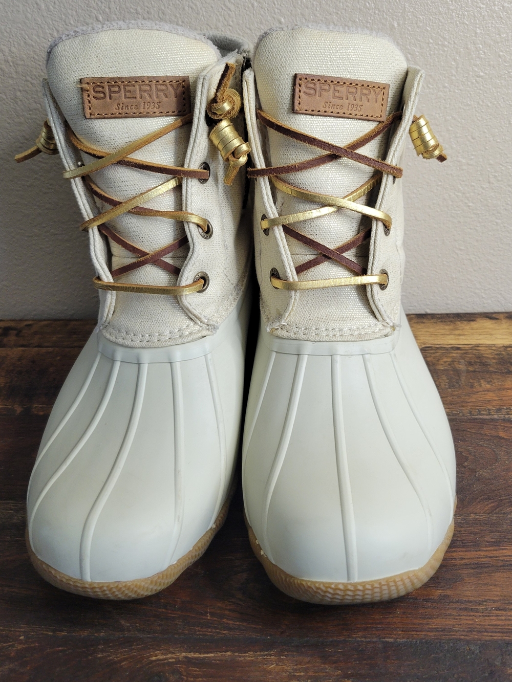 Sperry Saltwater Women’s Duck Boots Ivory Cream White Waterproof Size 7